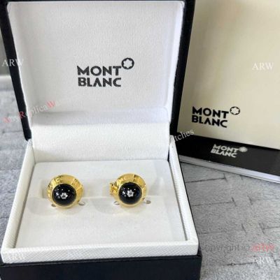 Copy Mont blanc Inverted triangle Cufflinks Gold with Diamond